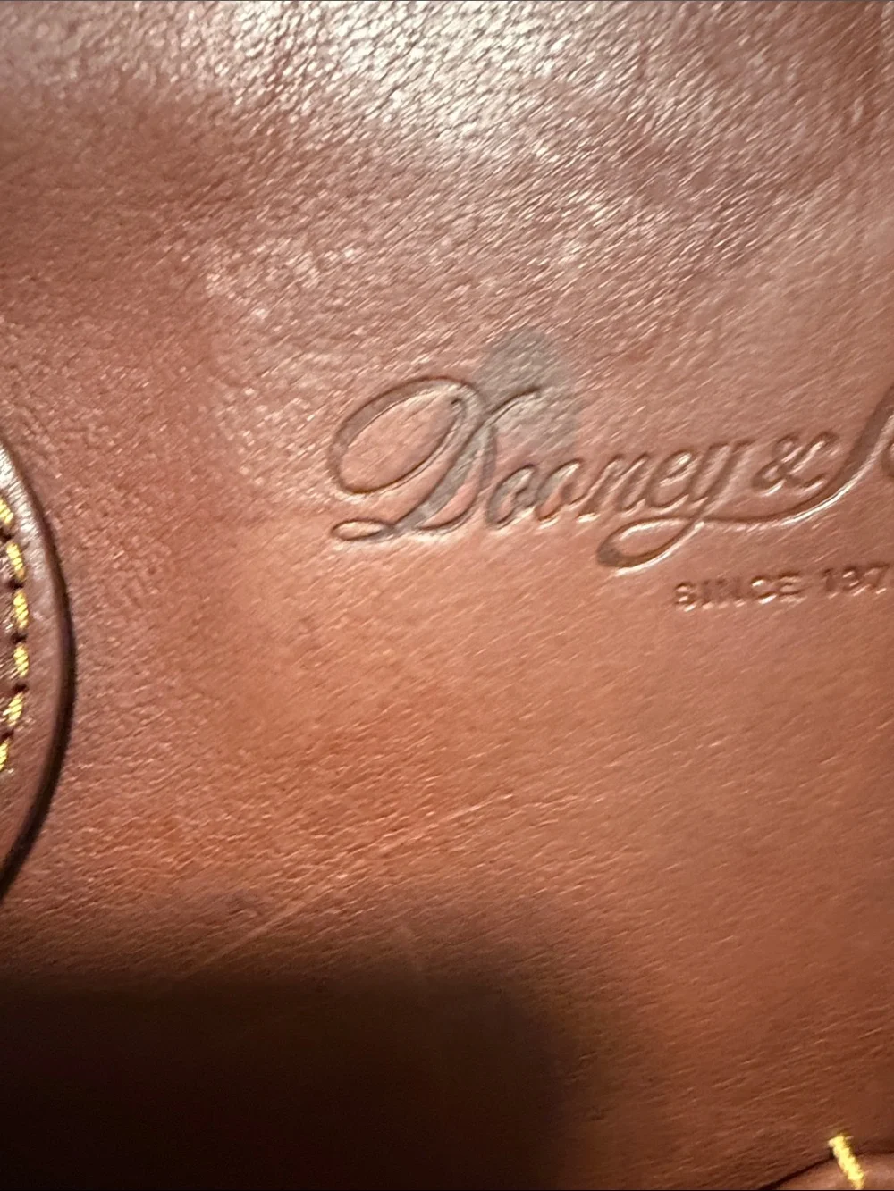 Dooney & Bourke Brown Leather Satchel with Red Zip Pouch